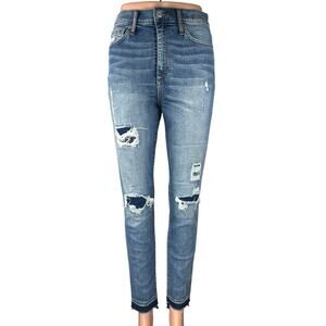 Gap Women's Blue High Waisted Distressed Stretch True Skinny Denim Jeans Sz 29R